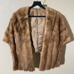 Elegant Brown Mink Fur Shawl